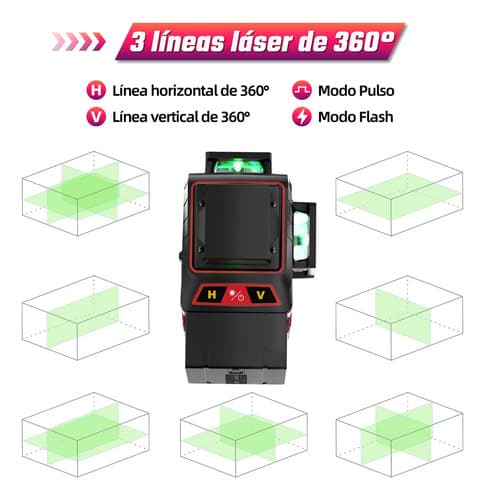Nivel Láser Verde 12 Líneas Con Mando A Distancia