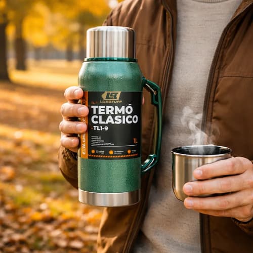Termo 1 Litro Acero Inoxidable Lusqtoff Frio Y Calor Verde