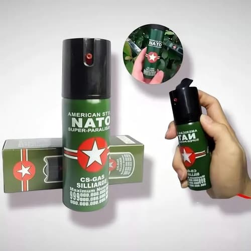 Gas Pimienta 60 Ml Aerosol Paralizante Lacrimogeno Defensa Marca Nato 1 Unidad Verde Musgo