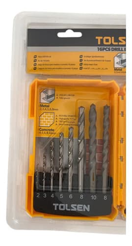 Juego De Brocas Para Metal Y Madera Tolsen De 16 Piezas