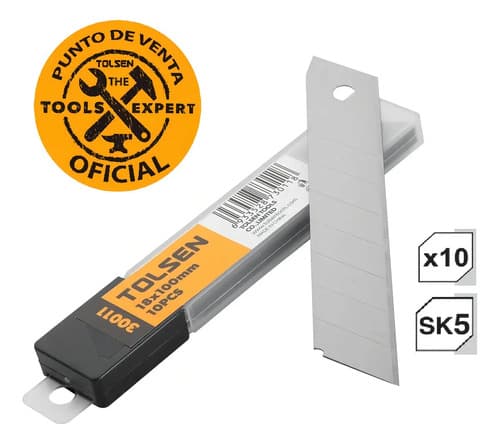 Repuesto Cutter Cortante Blister X 10 Hojas Tolsen 30011