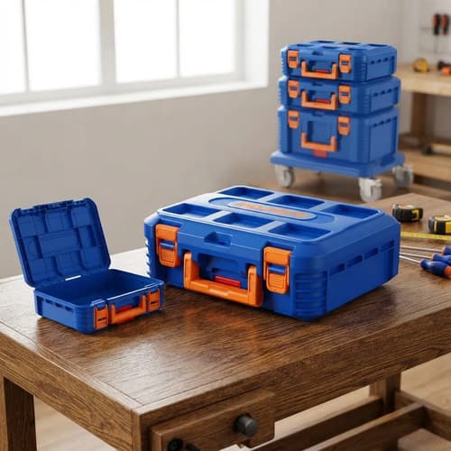 Caja De Herramientas Plástica 16  Apilable Wadfow Azul