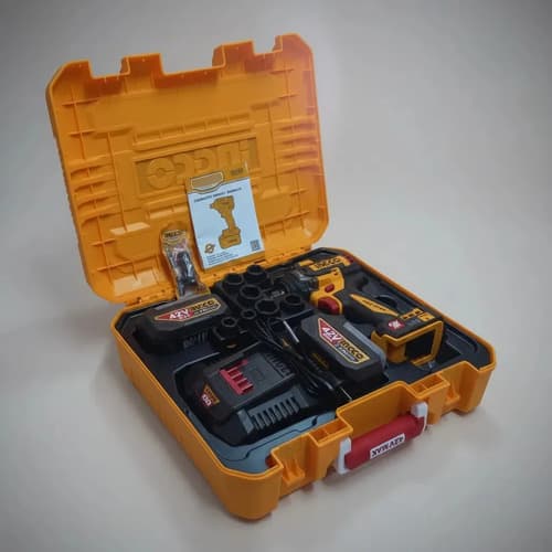 Llave De Impacto Encastre Cuadrado 1/2 600 Nm Fuerza 2 Baterias 42 V 2 Ah Cargador Motor Brushless Maletin 7 Tubos 2 Puntas 1 Adaptador 50 Hz