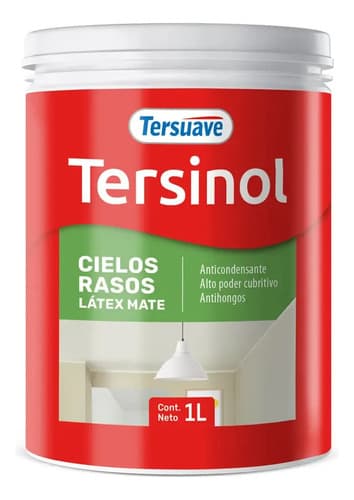 Pintura Látex Tersuave Tersinol Cielorrasos Blanco Mate 1l Interior Exterior
