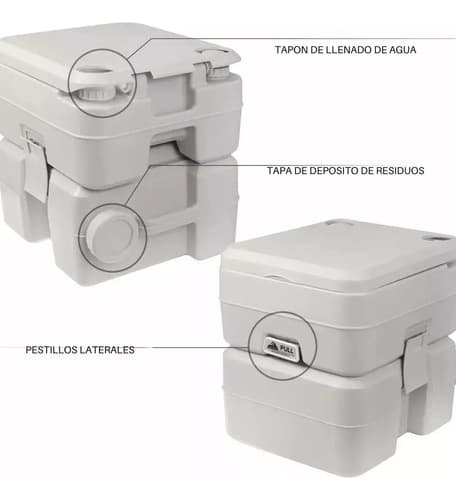 Inodoro Portátil Para Baño Químico Camping De 20 Litros Gris