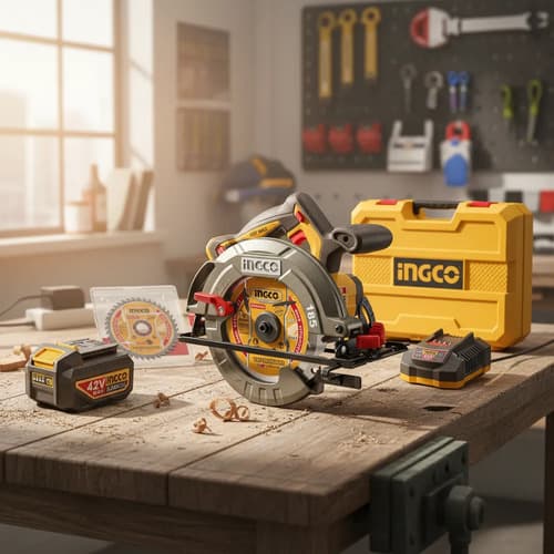 Sierra Circular A Bateria 42v 185mm + 2 Bateria 2.5ah Ingco Naranja Claro 42v