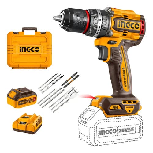 Taladro Atornillador Percutor 20v 13mm 96nm + Accesorios Amarillo 50 50 Hz