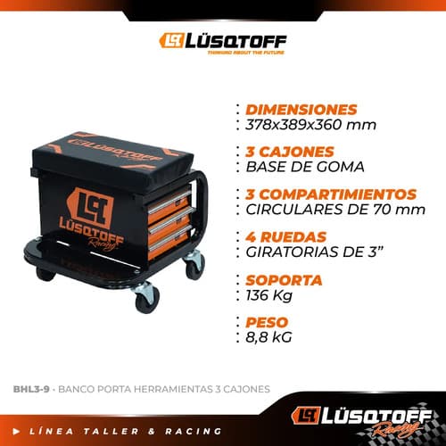 Banco Porta Herramientas Lusqtoff - Bhl3-9 Negro Negro