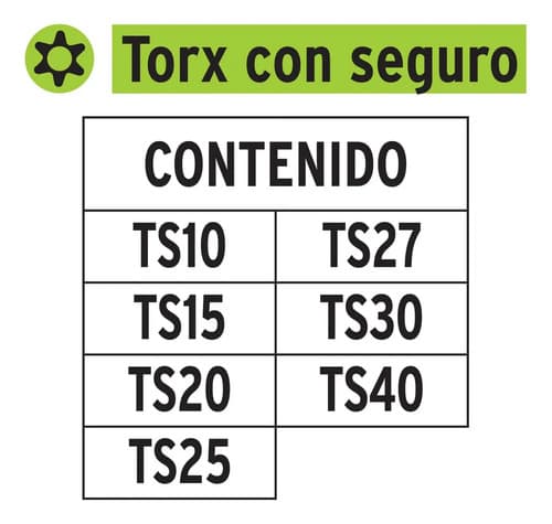 Juego Puntas 2' Torx 7 Pz C/seguro Truper 17813