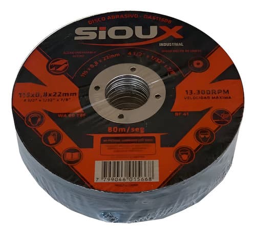 Disco De Corte 4 1/2. Metal X25 Un Calidad Industrial Sioux Color Negro