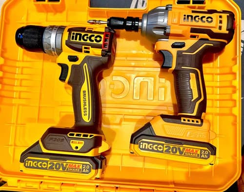 Llave De Impacto + Talad Percut 13mm+2bat +adapt +carg Ingco Naranja Claro
