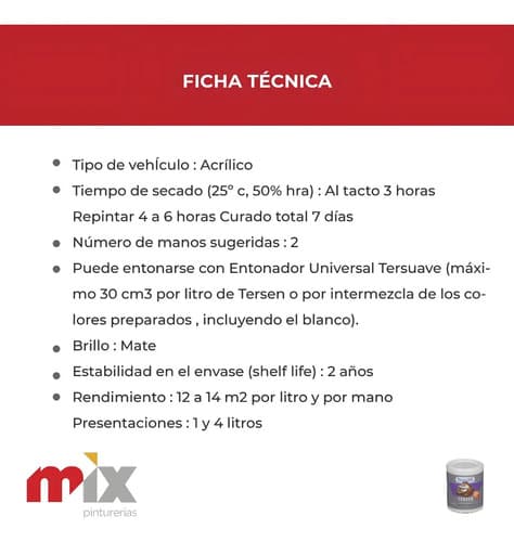Latex Interior Tersen Mate 1 Litro Tersuave Color Violeta