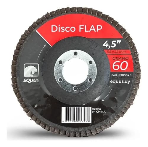 Disco Flap 4,5 Grano 60 Equus Pack De 10 Unidades Negro