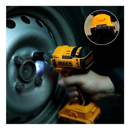 Llave De Impacto Brushless 1/2 + Lámpara + Juego Dados Color Amarillo