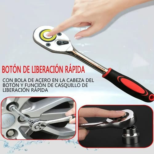 Set Dados Maradodiez 46 Piezas Acero Cromo Vanadio Con Llave Carraca Rojo