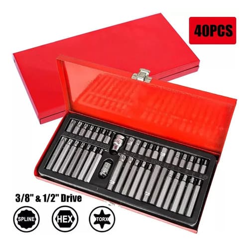 Juego Puntas Torx Allen Multiestria 40 Ps Profesional Caja Color Rojo