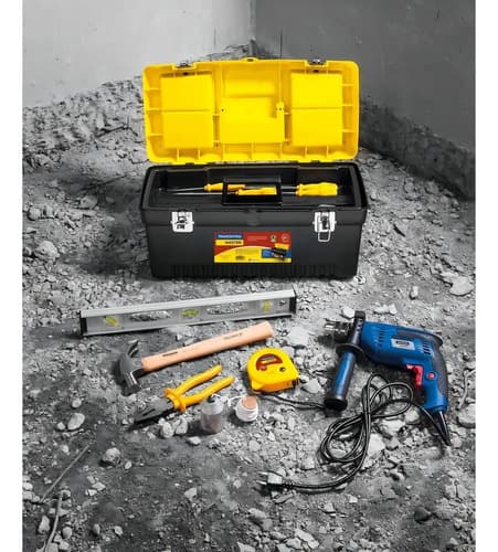 Caja De Herramientas Tramontina 43803020 De Plástico 24cm X 50.8cm X 24cm Negra Y Amarilla Negro/amarillo