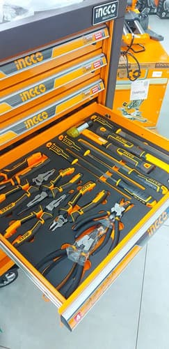 Gabinete Carro De Taller Con 328 Herramientas Ingco Naranja Claro