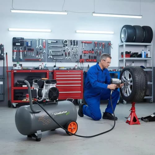 Compresor S/aceite 2hp40lts.1500w Gladiator Pro Gris