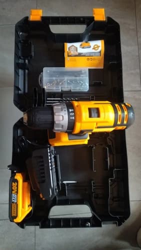 Taladro Percutor Ingco De 20v, 13mm, 2 Bat Y Cargador, Hnt Amarillo Naranja 20v