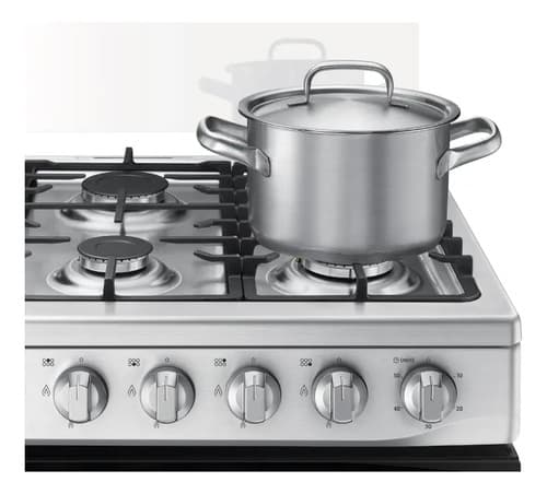 Cocina A Gas 6 Hornallas Samsung Nx52a5411cs Rejilla Hierro Color Gris Negro
