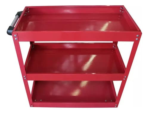 Carro Mesa De Taller Rojo Con 3 Estantes Con 4 Ruedas