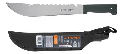 Machete Rambo 12' Cacha Inyectada Negra, Con Funda, Truper