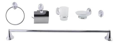 Set Accesorios Baño 6 Piezas Colomba Plateado