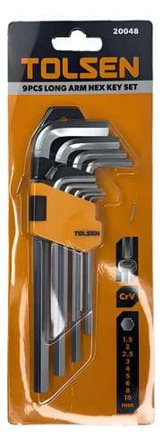 Set 9 Llaves Allen Largas 1.5-10 Mm Tolsen Color Plateado