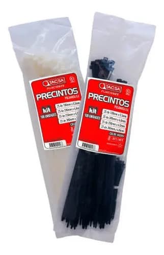 Precinto Prensa Cables Tacsa Blanco De Nylon 66 Para 10 Cm X 2.5 Mm, Pack Por 100 Unidades