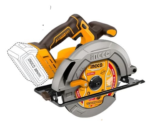 Sierra Circular Ingco 20v A Bateria, 185mm, P20s, Csli1851 Naranja Claro 20v