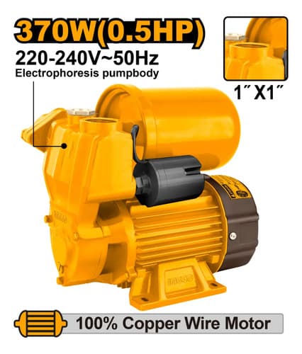 Bomba Periferica 0.5hp 370w Con Presostato Y Tanque Ingco Naranja Claro Monofásica