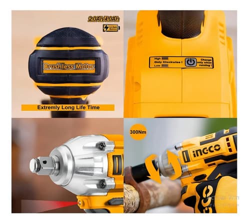 Llave De Impacto 1/2 Brushless Ingco Cirli2001-4 3 Tubos Amarillo