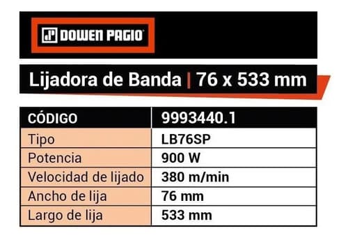 Lijadora De Banda Dowen Pagio Lb76sp Naranja 50hz 900w 50 Hz