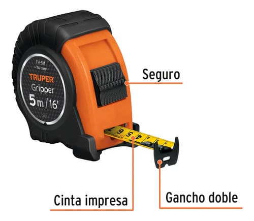 Cinta Metrica Truper 5 M Cinta 19 Mm, Truper