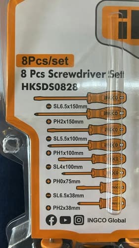 Pack De Destornilladores Phillips Ingco Ergonómicos De 8 Piezas