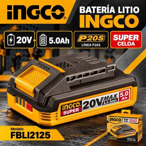 Batería Ingco 20v 5.0ah Super Celda Para Herramientas