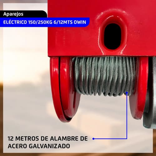Aparejo Electrico Malacate 250kgs Elevacion 12 Mts Montacarga Guinche Owin Rojo 1