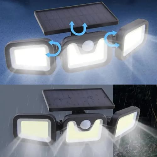 3 Focos De Luz Led Con Alimentación Solar Sensor Movimiento Negro Blanco Neutro