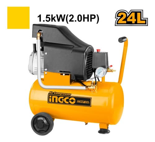 Compresor De Aire Ingco 24 Litros, 2.0hp. 18 Meses Gtia.hnt Amarillo