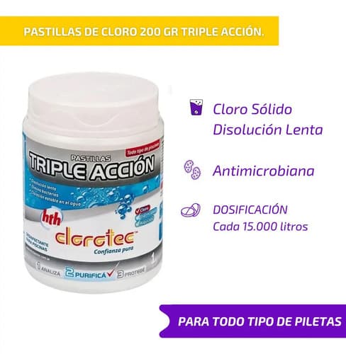Pastillas Cloro Clorotec Triple Acción 1 Kg Alguicida Decantador