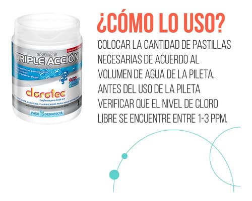 Pastillas Cloro Clorotec Triple Acción 1 Kg Alguicida Decantador