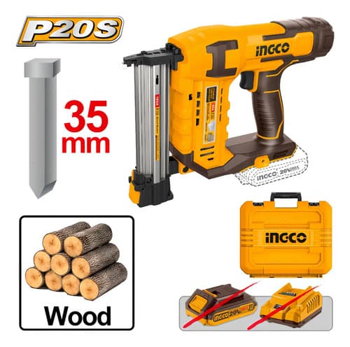 Clavadora Inalámbrica Ingco P20s De 35 Mm Para Madera, Sin Batería Y Sin Cargador