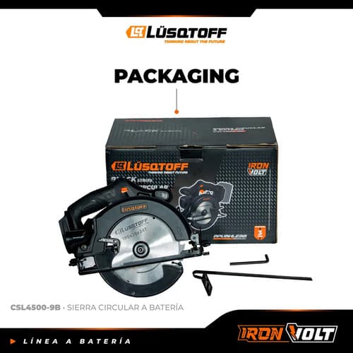 Sierra Circular Inalámbrica Brushless Profesional Black Series 20v 185mm Lusqtoff Frecuencia 50hz Csl4500-9b Negro