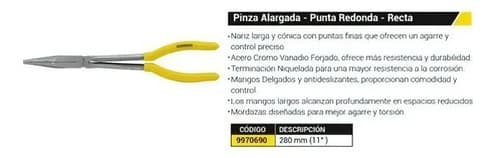 Pinza Alargada Punta Redonda Recta Crossmaster 280 Mm
