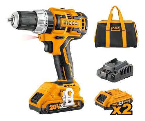 Taladro Inalámbrico Impacto 20v Ingco Brushless 1/2 Pulgadas Amarillo
