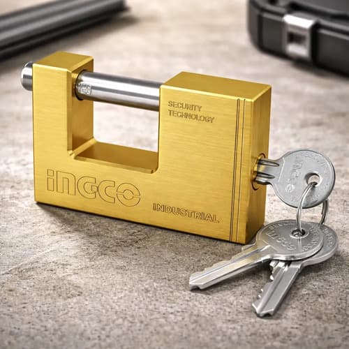 Ff Candado Seguridad 90mm Rectangular Ingco Dbbpl0902 Bronce Dorado