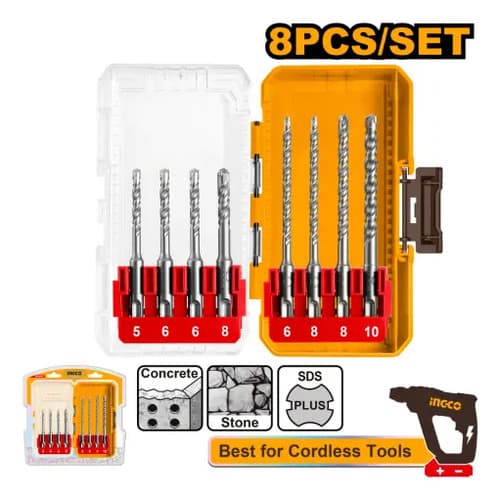 Kit 8 Piezas Mechas Para Rotomartillo Sds Plus Ingco