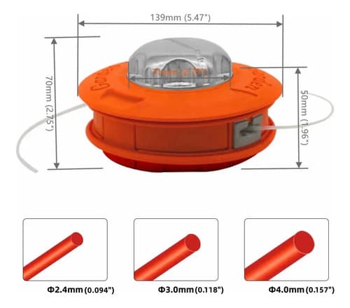 Cabezal Universal Automático Para Desmalezadora Con Punta De Aluminio Reforzado Naranja Claro