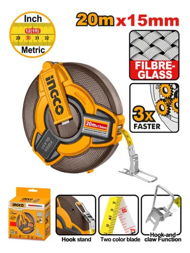 Cinta Metrica Agrimensor 20mt X 15mm Ingco Hfmt1820